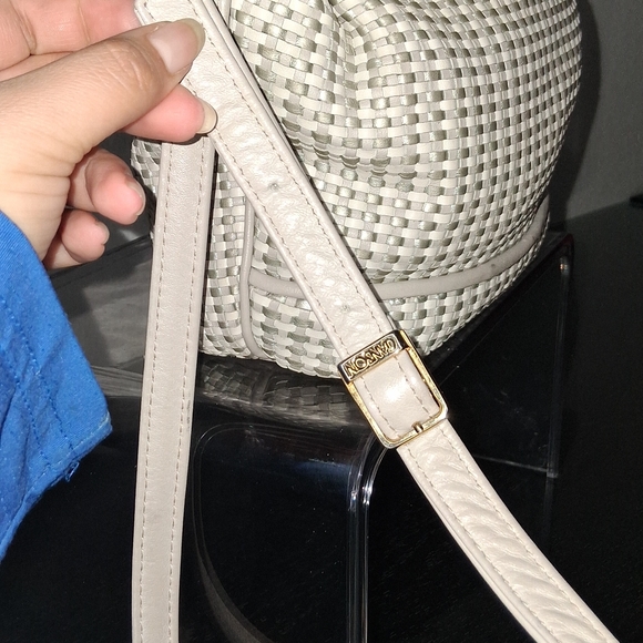 GANSON Chic Cream and Gray Woven Women's Backpack - Picture 9 of 16
